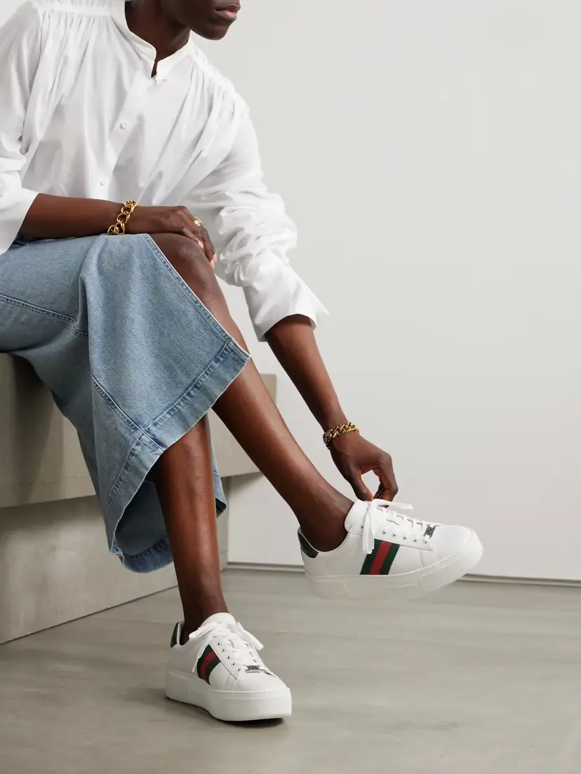 Gucci Ace Webbing-trimmed Leather Platform Sneakers | Thumbnail 2
