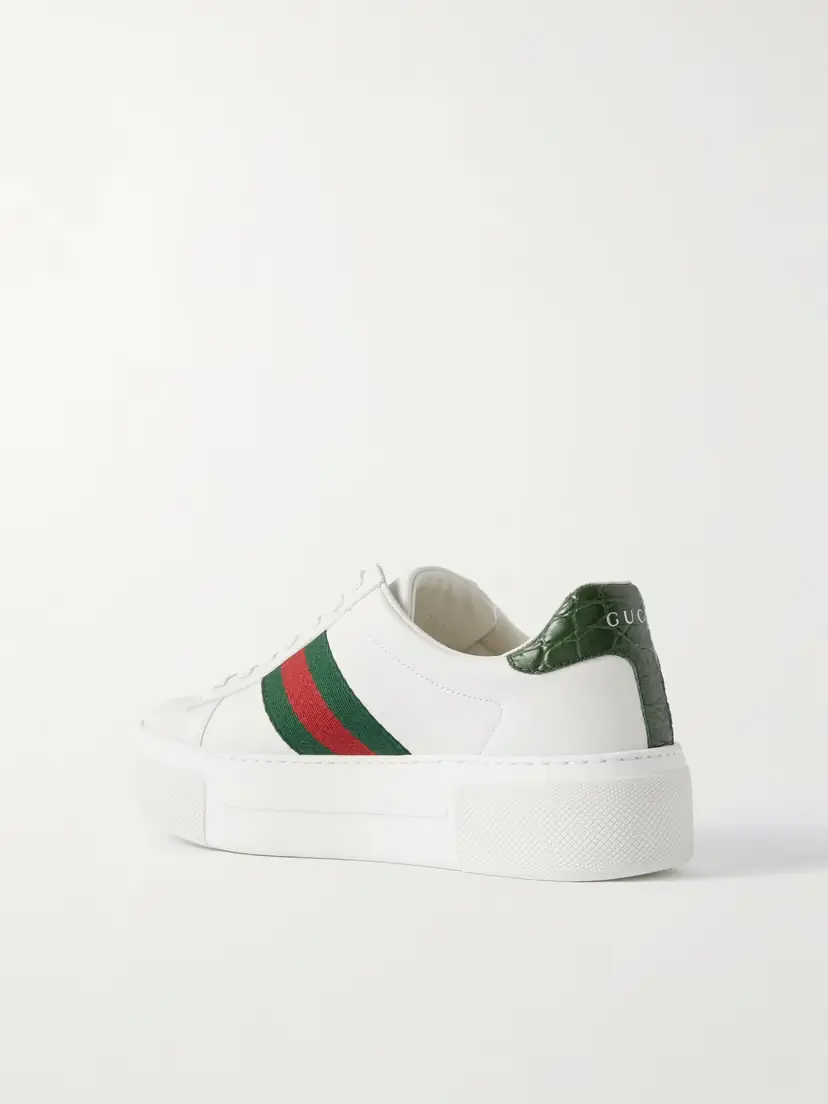 Gucci Ace Webbing-trimmed Leather Platform Sneakers | Thumbnail 3