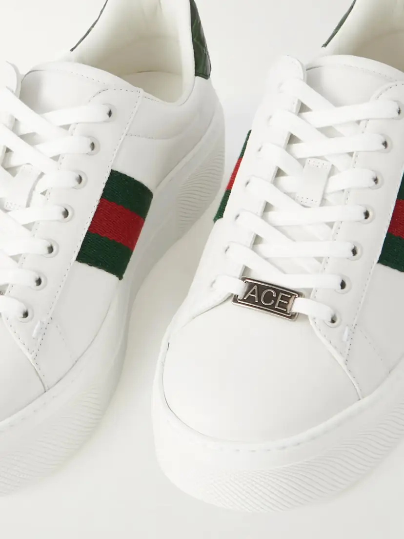 Gucci Ace Webbing-trimmed Leather Platform Sneakers | Thumbnail 4