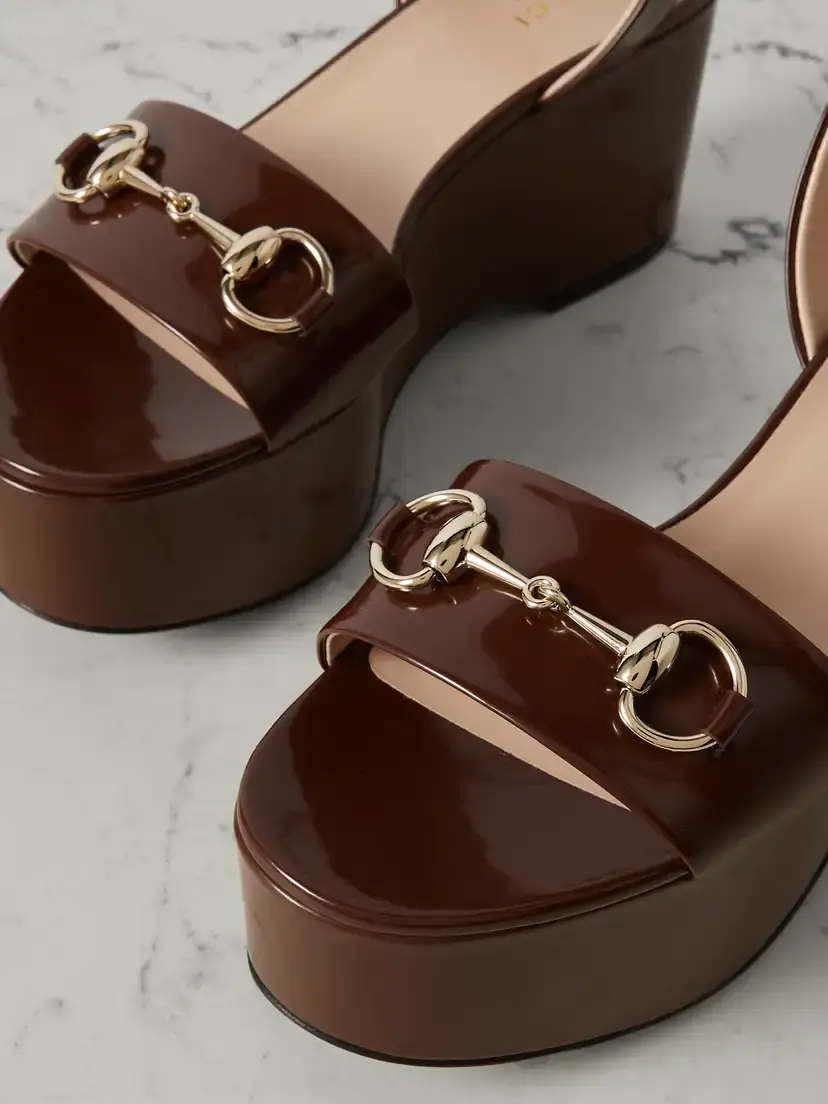 Gucci Lady Horsebit-embellished Patent-leather Platform Sandals | Thumbnail 4 Gucci Lady Horsebit-embellished Patent-leather Platform Sandals | Thumbnail 4