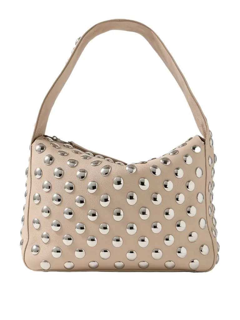 Elena Large Studded Textured-leather Shoulder Bag