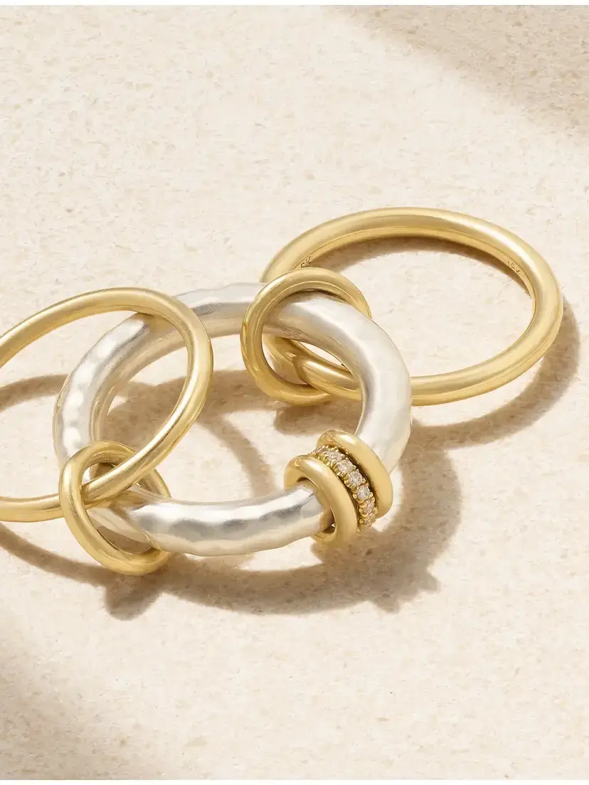 Spinelli Kilcollin Gemini Set Of Three 18-karat Yellow And White Gold Diamond Rings | Thumbnail 4 Spinelli Kilcollin Gemini Set Of Three 18-karat Yellow And White Gold Diamond Rings | Thumbnail 4
