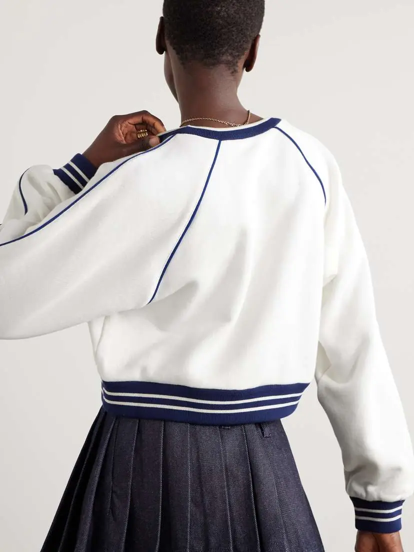 Gucci Embroidered Striped Cotton-jersey Sweatshirt | Thumbnail 4 Gucci Embroidered Striped Cotton-jersey Sweatshirt | Thumbnail 4