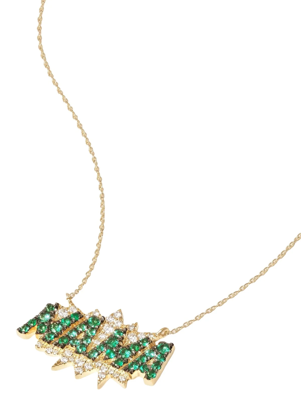 Mama 18-karat Gold, Emerald And Diamond Necklace - Green