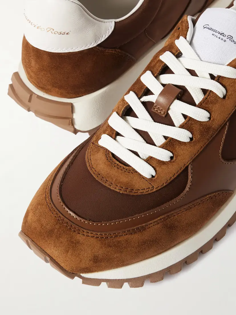 Gianvito Rossi Gravel Suede, Leather And Shell Sneakers | Thumbnail 4 Gianvito Rossi Gravel Suede, Leather And Shell Sneakers | Thumbnail 4