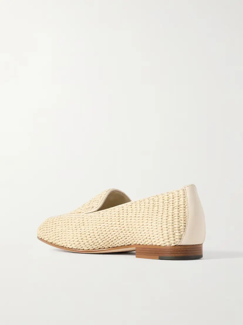 Manolo Blahnik Pitakara Leather-trimmed Raffia Loafers | Thumbnail 3