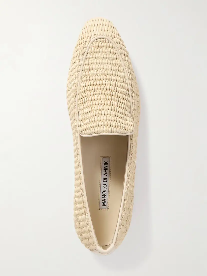 Manolo Blahnik Pitakara Leather-trimmed Raffia Loafers | Thumbnail 5