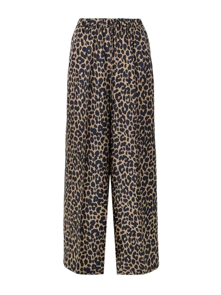 Ghinea Leopard-print Silk Wide-leg Pants