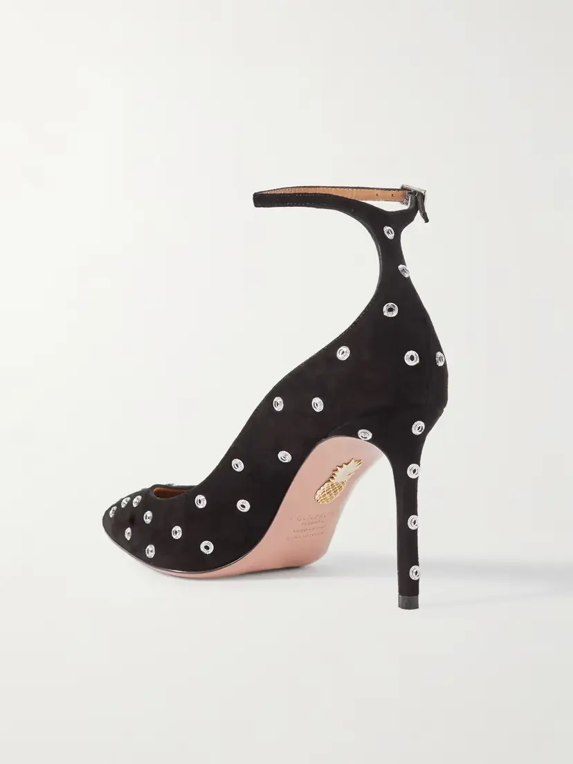 Aquazzura Love Affair 85 Embellished Suede Pumps | Thumbnail 3