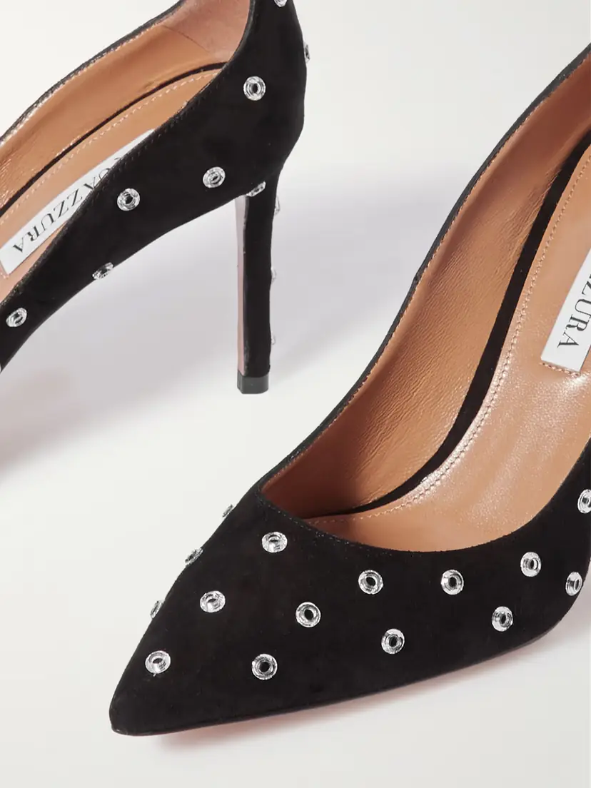 Aquazzura Love Affair 85 Embellished Suede Pumps | Thumbnail 4