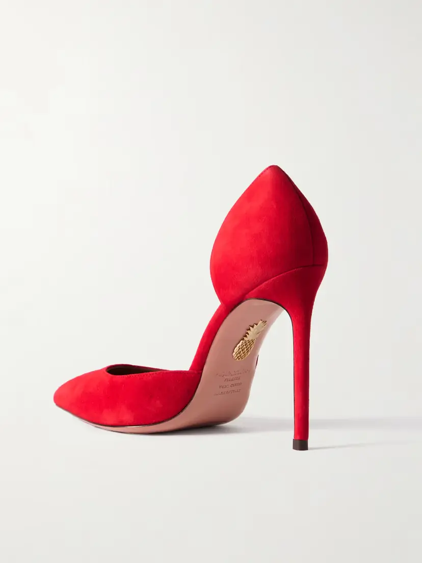 Aquazzura Very Bow Tie 105 Suede Point-toe Pumps | Thumbnail 3