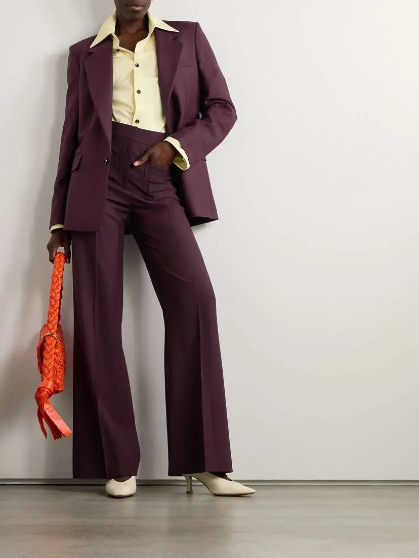 Victoria Beckham Alina Twill Flared Pants | Thumbnail 2