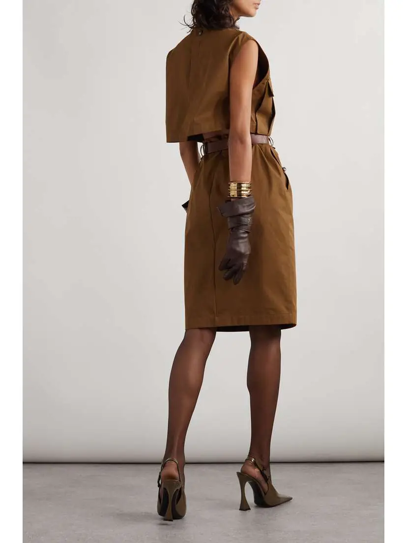 Saint Laurent Belted Cutout Cotton-twill Mini Dress | Thumbnail 3