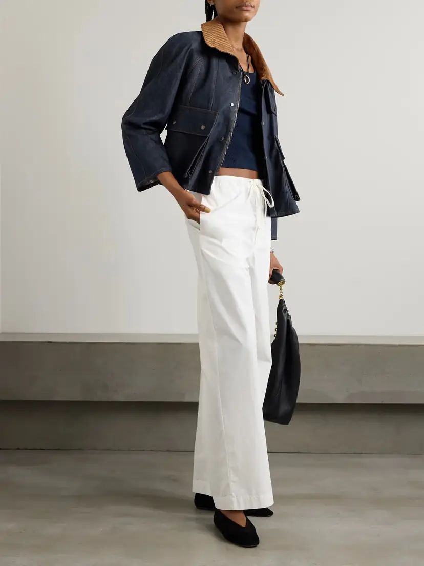 Loewe Cotton-corduroy And Leather-trimmed Denim Jacket | Thumbnail 2