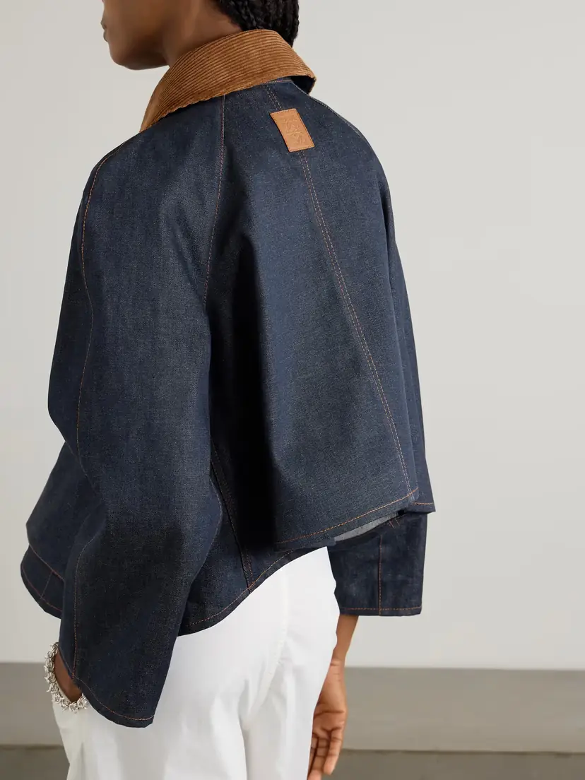 Loewe Cotton-corduroy And Leather-trimmed Denim Jacket | Thumbnail 4