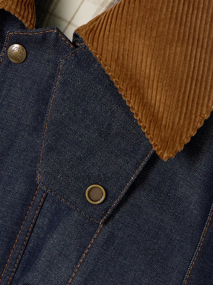 Loewe Cotton-corduroy And Leather-trimmed Denim Jacket | Thumbnail 5