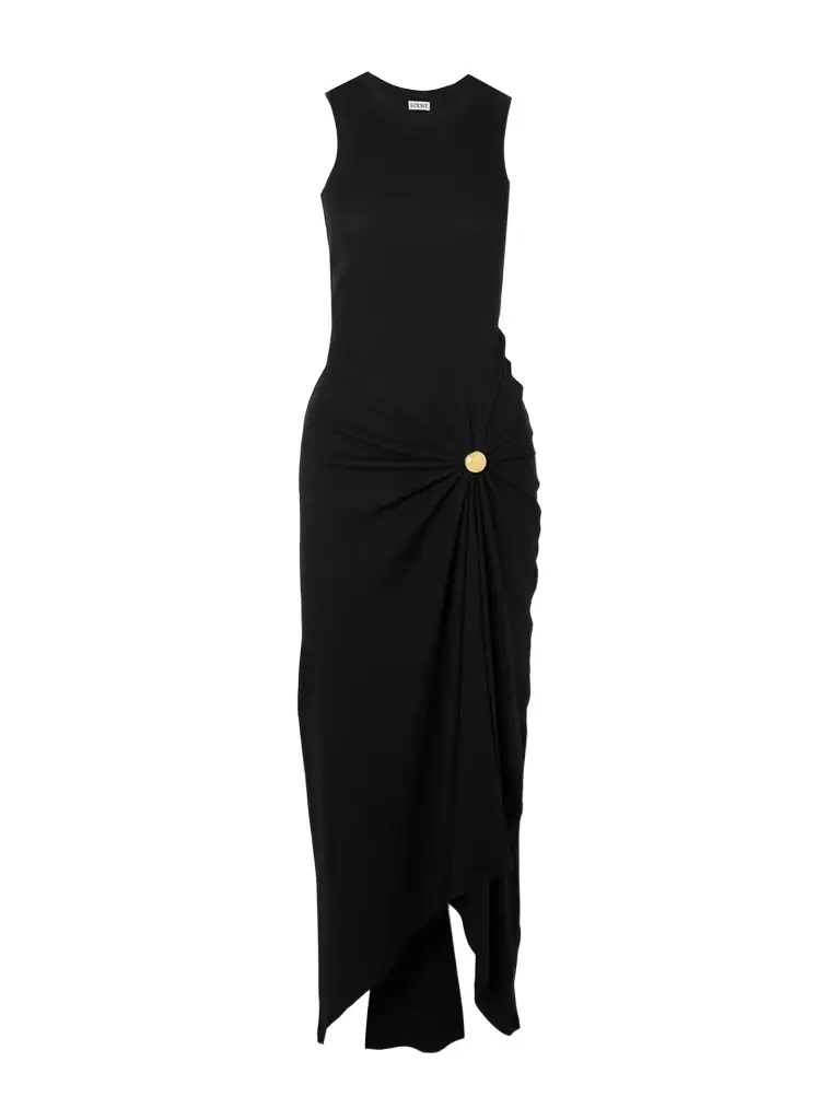 Loewe Pebble Embellished Asymmetric Ribbed Stretch-cotton Jersey Dress | Thumbnail 1 Loewe Pebble Embellished Asymmetric Ribbed Stretch-cotton Jersey Dress | Thumbnail 1