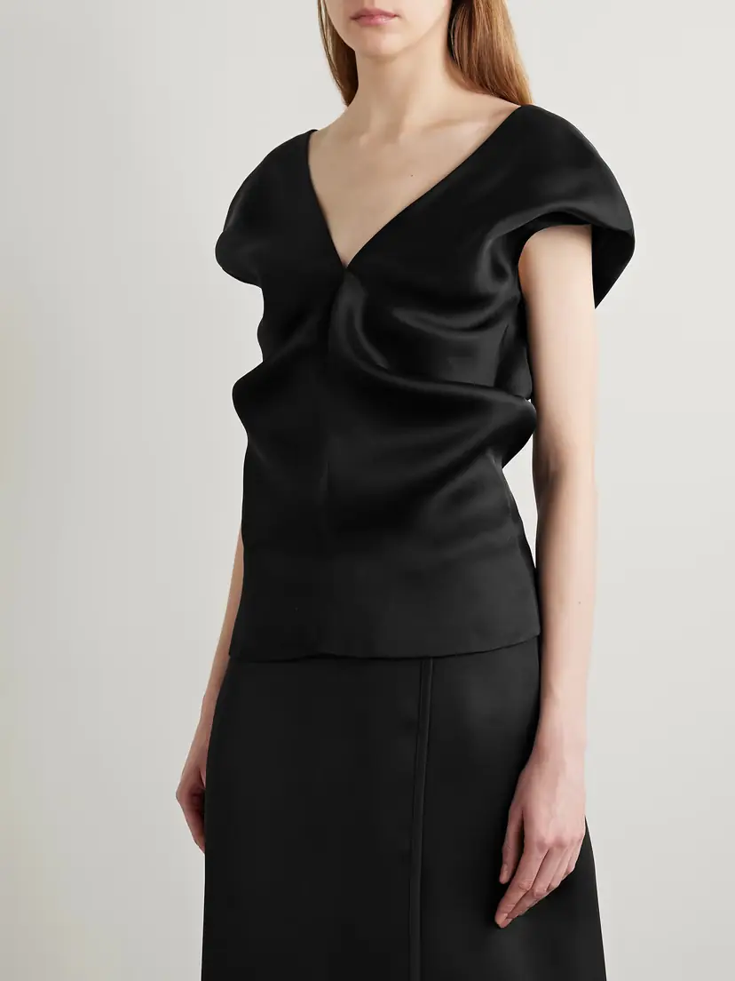 Khaite Ami Draped Silk-gazar Top | Thumbnail 3