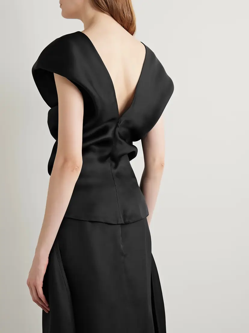 Khaite Ami Draped Silk-gazar Top | Thumbnail 4