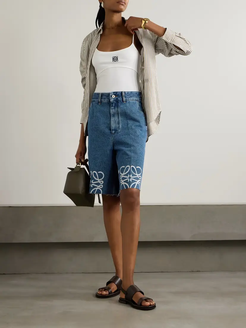 Loewe Anagram Frayed Denim Shorts | Thumbnail 2