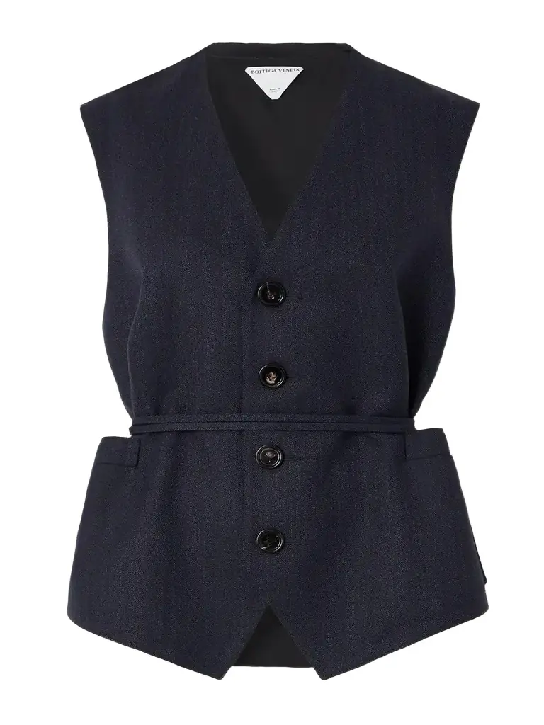Bottega Veneta Belted Wool Waistcoat | Image 1 Bottega Veneta Belted Wool Waistcoat | Image 1