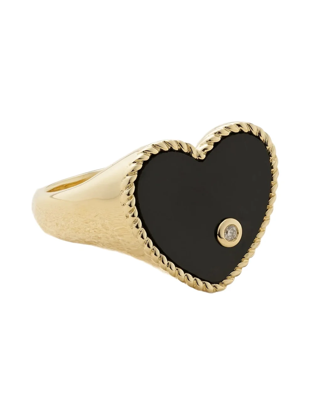 Yvonne Léon Chevalière Coeur 9-karat Gold, Onyx And Diamond Ring - Black