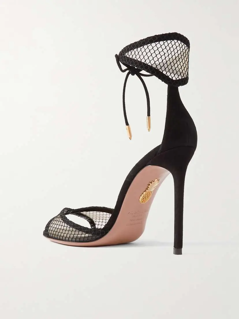 Aquazzura Wicked 105 Suede-trimmed Mesh Sandals | Thumbnail 3 Aquazzura Wicked 105 Suede-trimmed Mesh Sandals | Thumbnail 3