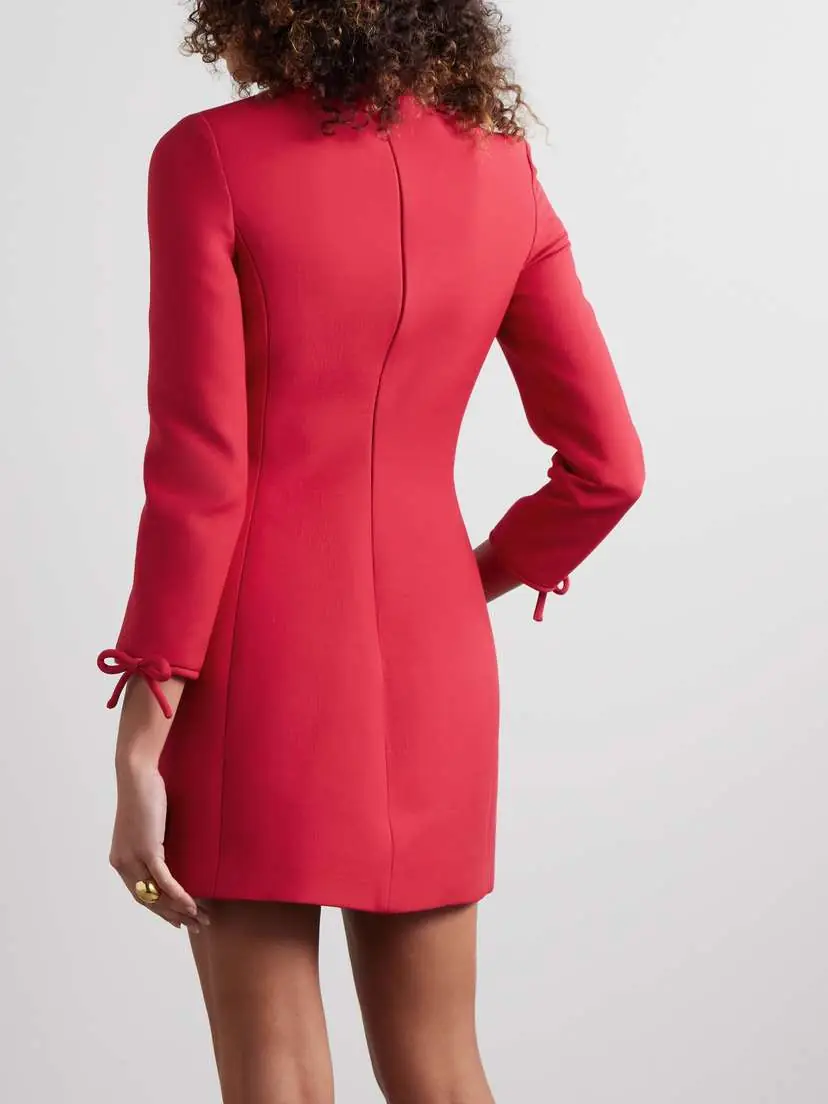 Valentino Garavani Bow-detailed Wool And Silk-blend Mini Dress | Thumbnail 3