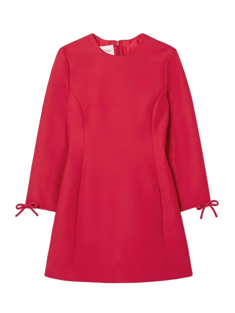 Bow-detailed Wool And Silk-blend Mini Dress