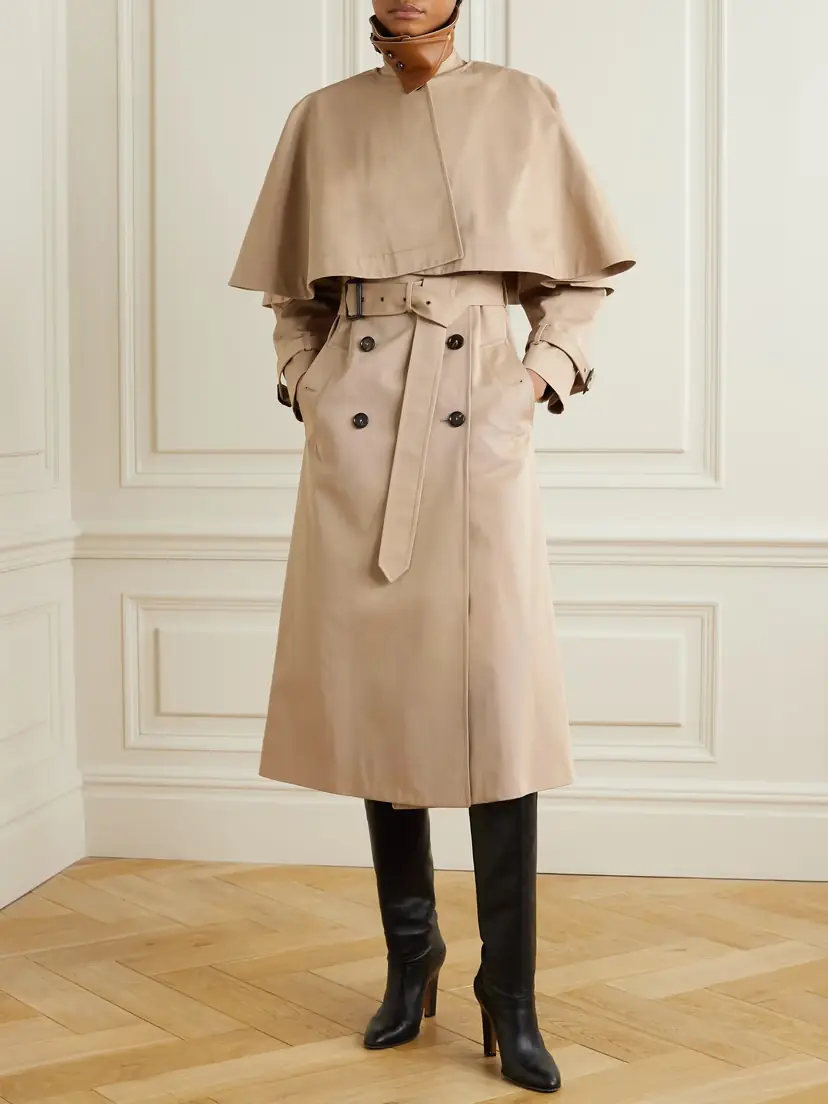 Chloé Layered Leather-trimmed Organic Cotton-gabardine Trench Coat | Thumbnail 2 Chloé Layered Leather-trimmed Organic Cotton-gabardine Trench Coat | Thumbnail 2