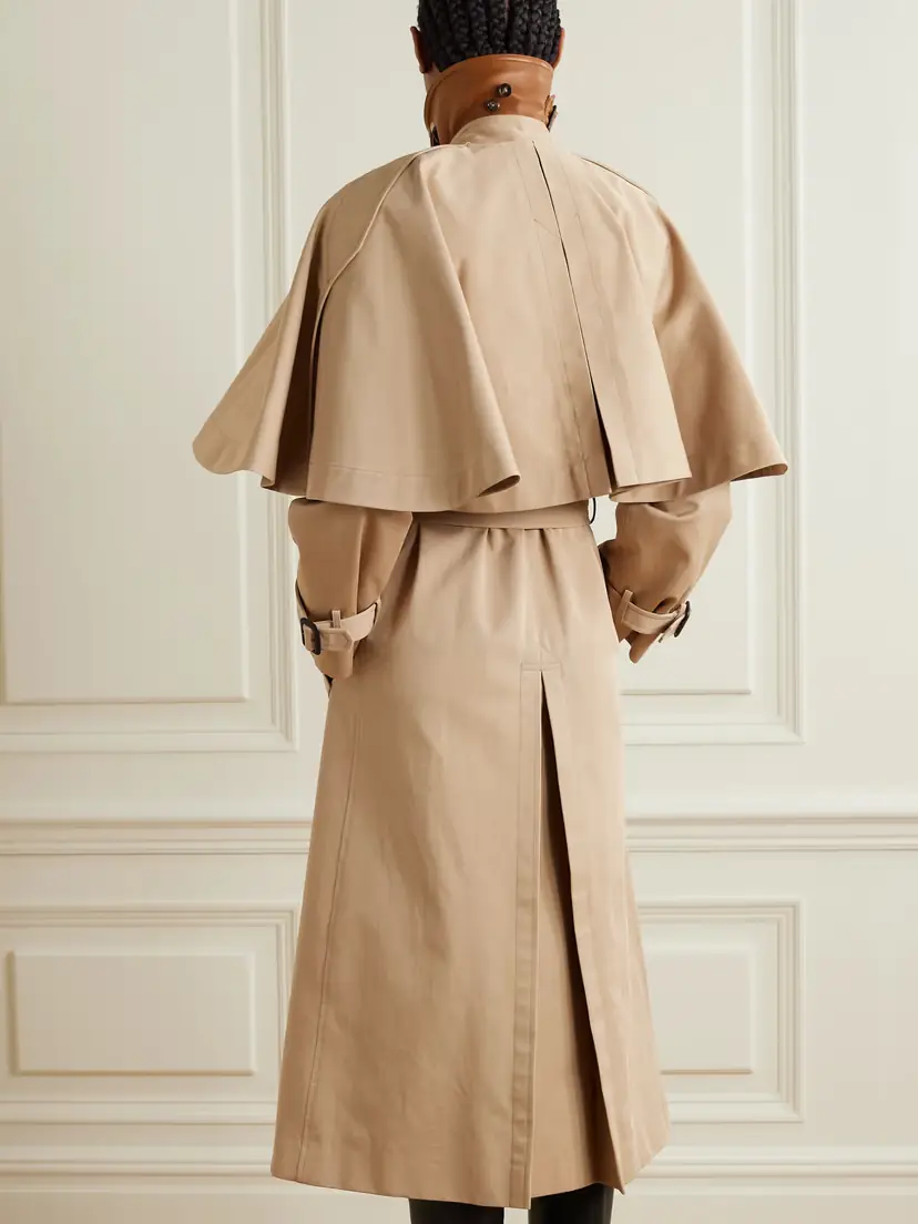 Chloé Layered Leather-trimmed Organic Cotton-gabardine Trench Coat | Thumbnail 3 Chloé Layered Leather-trimmed Organic Cotton-gabardine Trench Coat | Thumbnail 3