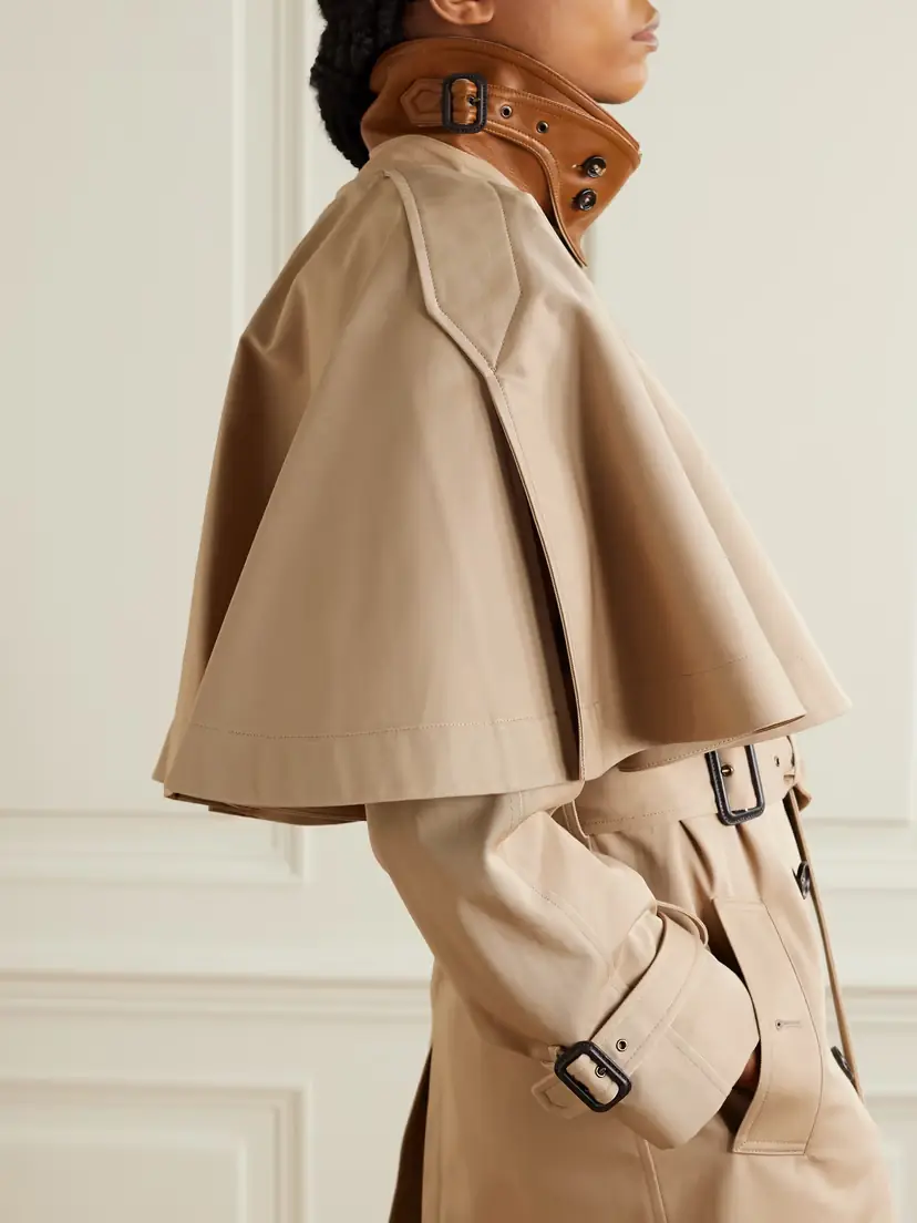 Chloé Layered Leather-trimmed Organic Cotton-gabardine Trench Coat | Thumbnail 5 Chloé Layered Leather-trimmed Organic Cotton-gabardine Trench Coat | Thumbnail 5
