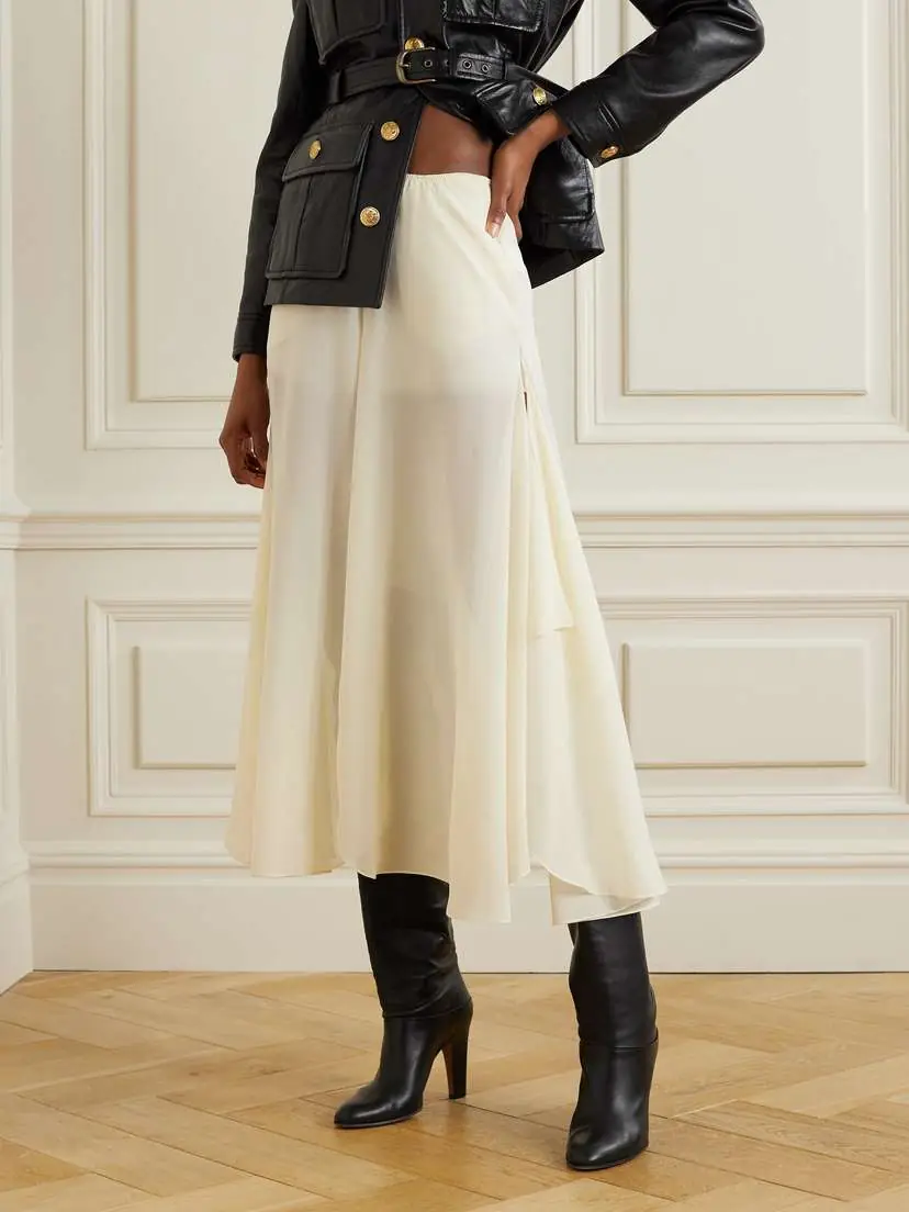 Chloé Asymmetric Layered Pleated Silk-georgette Midi Skirt | Thumbnail 3 Chloé Asymmetric Layered Pleated Silk-georgette Midi Skirt | Thumbnail 3
