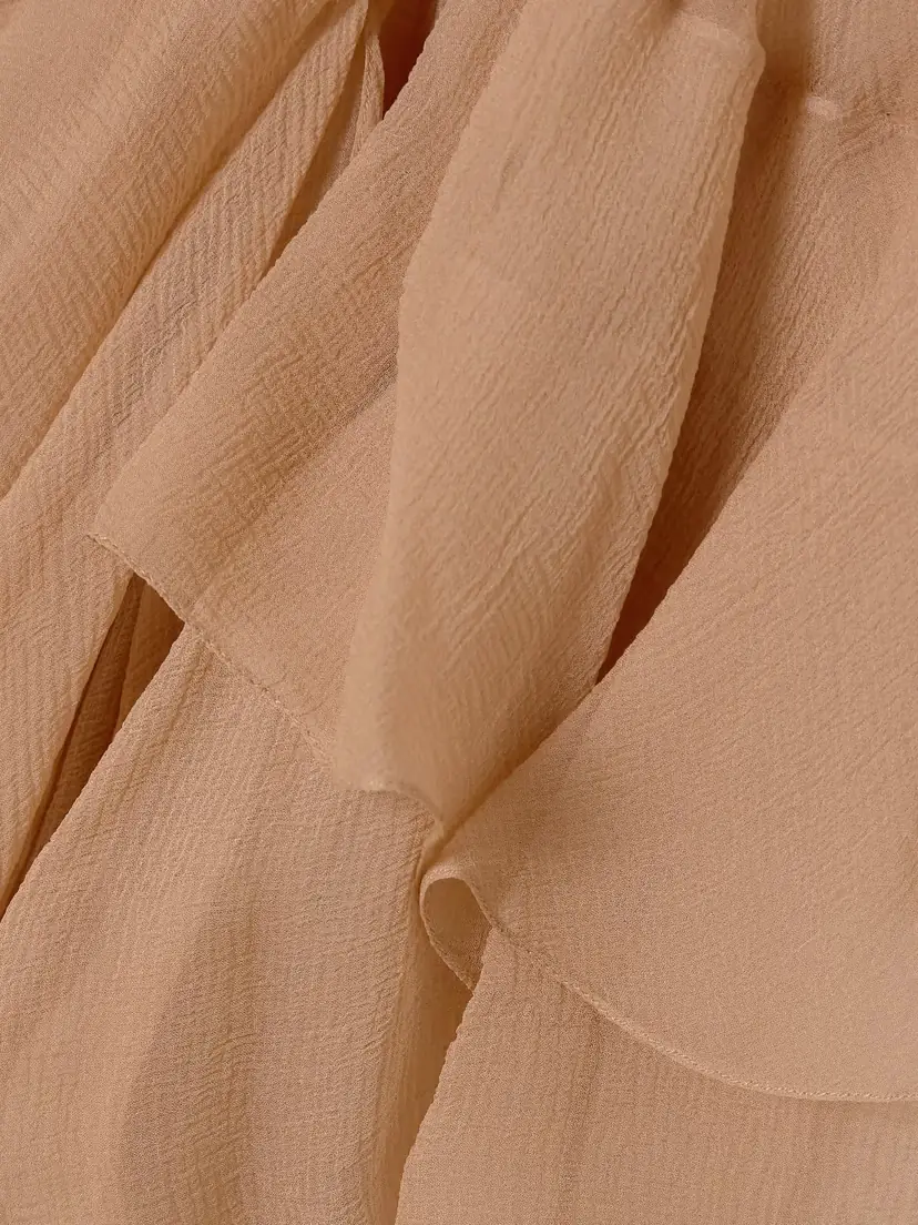 Chloé Cutout Ruffled Silk-crepon Turtleneck Blouse | Thumbnail 4 Chloé Cutout Ruffled Silk-crepon Turtleneck Blouse | Thumbnail 4