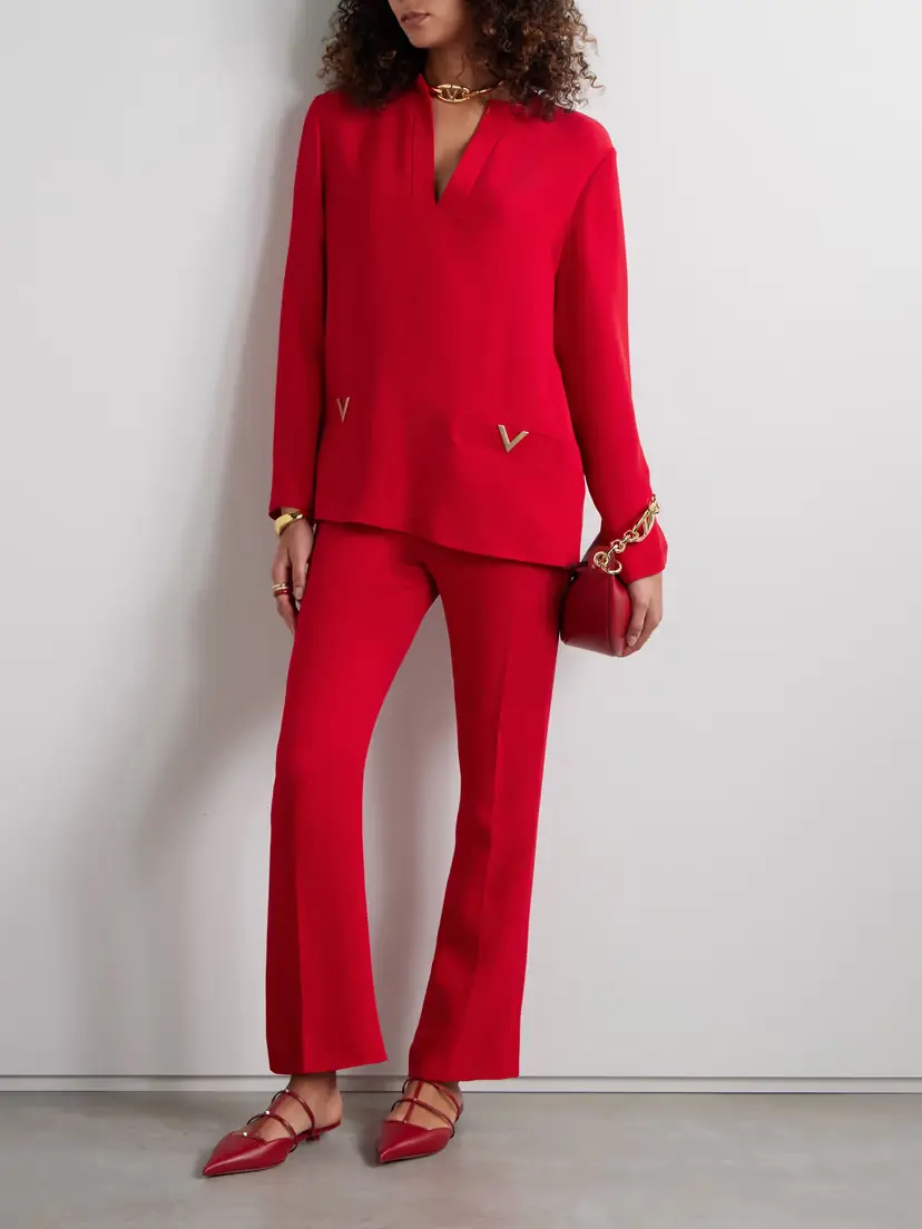 Valentino Garavani Embellished Silk Crepe De Chine Blouse | Thumbnail 2 Valentino Garavani Embellished Silk Crepe De Chine Blouse | Thumbnail 2