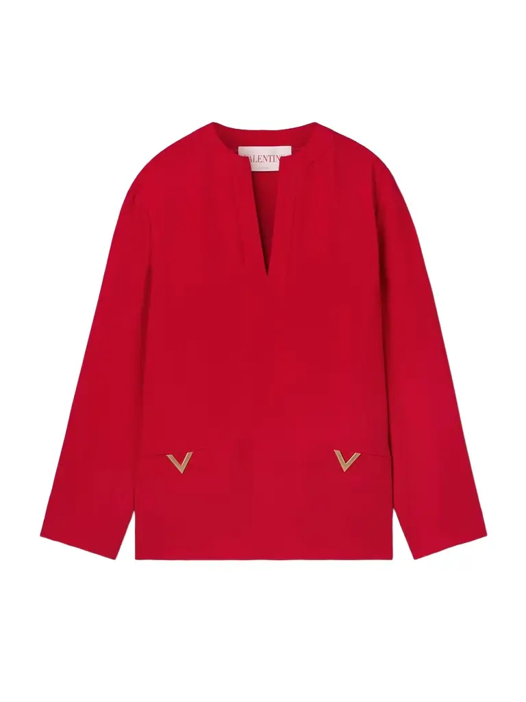 Embellished Silk Crepe De Chine Blouse