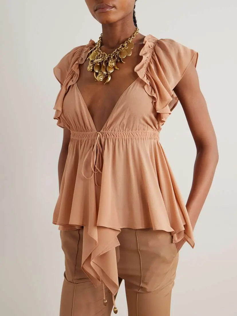 Chloé Ruffled Silk-georgette Blouse | Thumbnail 3