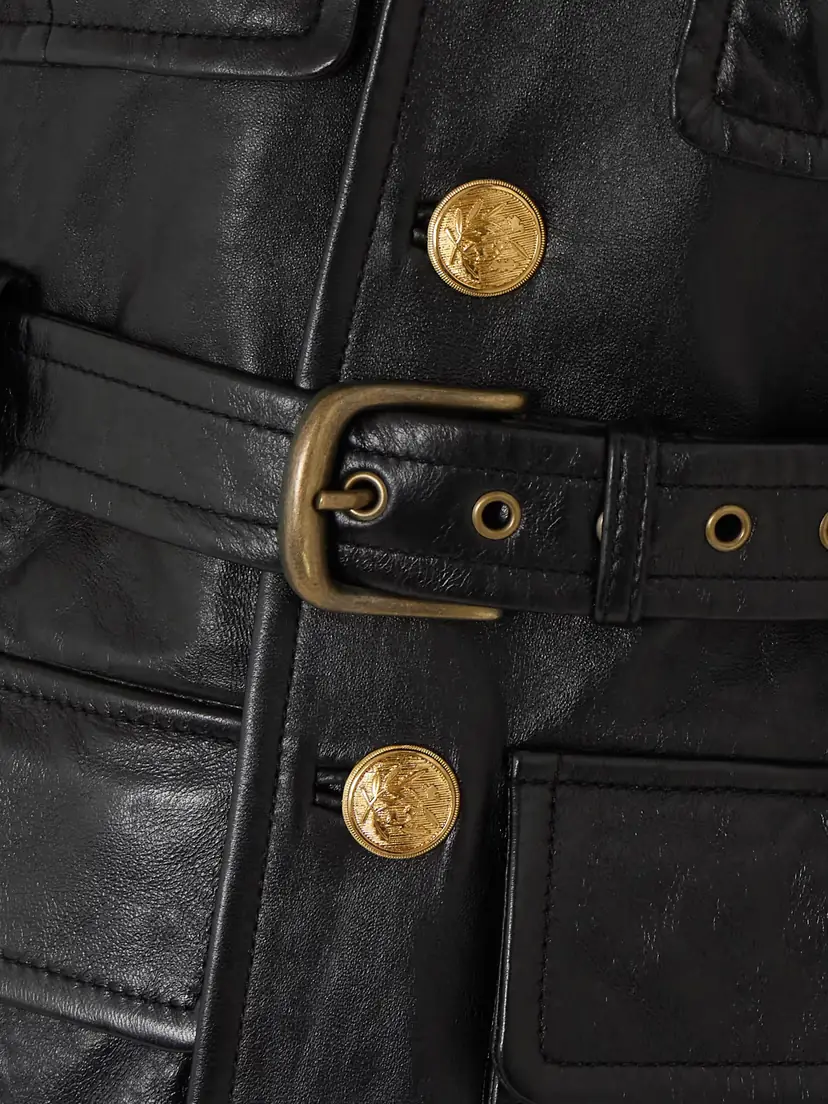 Chloé Belted Glossed Textured-leather Jacket - FR 34 | Thumbnail 5