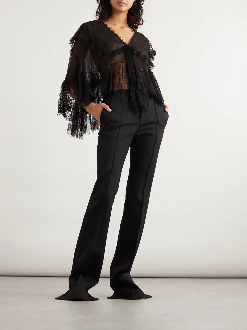 Chloé Lace-trimmed Embroidered Silk-chiffon Blouse | Thumbnail 2