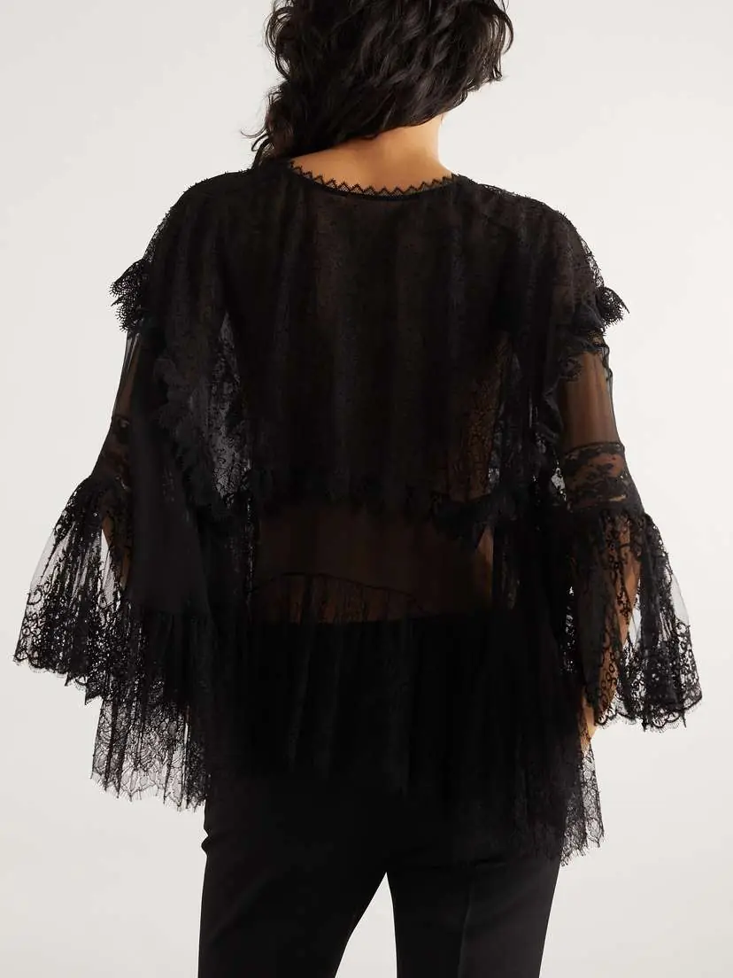 Chloé Lace-trimmed Embroidered Silk-chiffon Blouse | Thumbnail 3