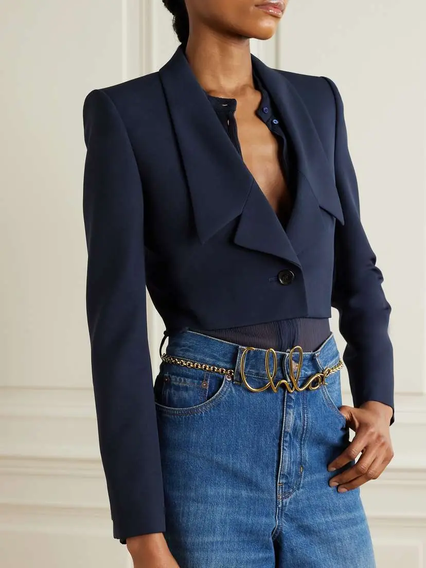 Chloé Spencer Cropped Grain De Poudre Wool Blazer | Thumbnail 3 Chloé Spencer Cropped Grain De Poudre Wool Blazer | Thumbnail 3
