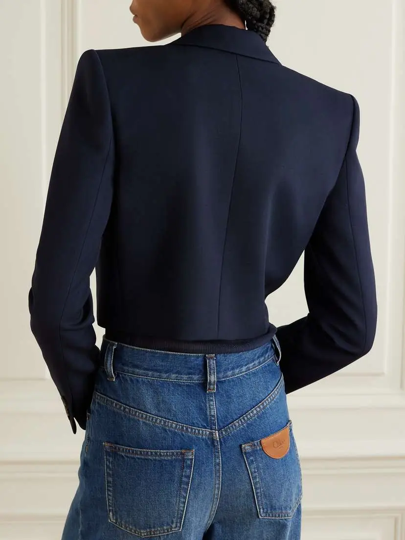 Chloé Spencer Cropped Grain De Poudre Wool Blazer | Thumbnail 4 Chloé Spencer Cropped Grain De Poudre Wool Blazer | Thumbnail 4