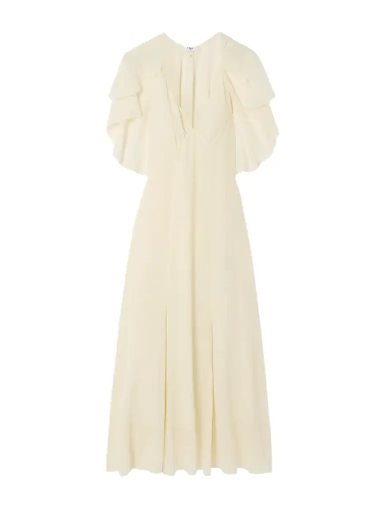 Cape-effect Paneled Organic Silk-georgette Midi Dress