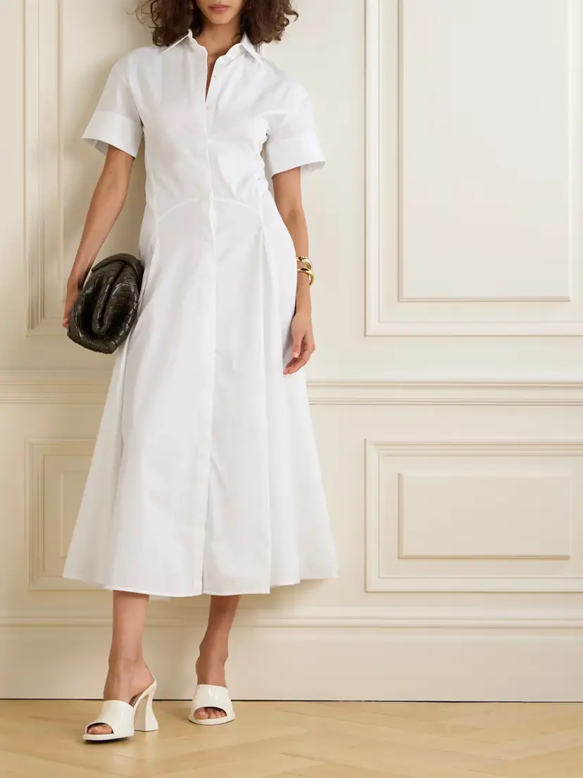 Victoria Beckham Paneled Cotton-poplin Midi Shirt Dress | Thumbnail 2