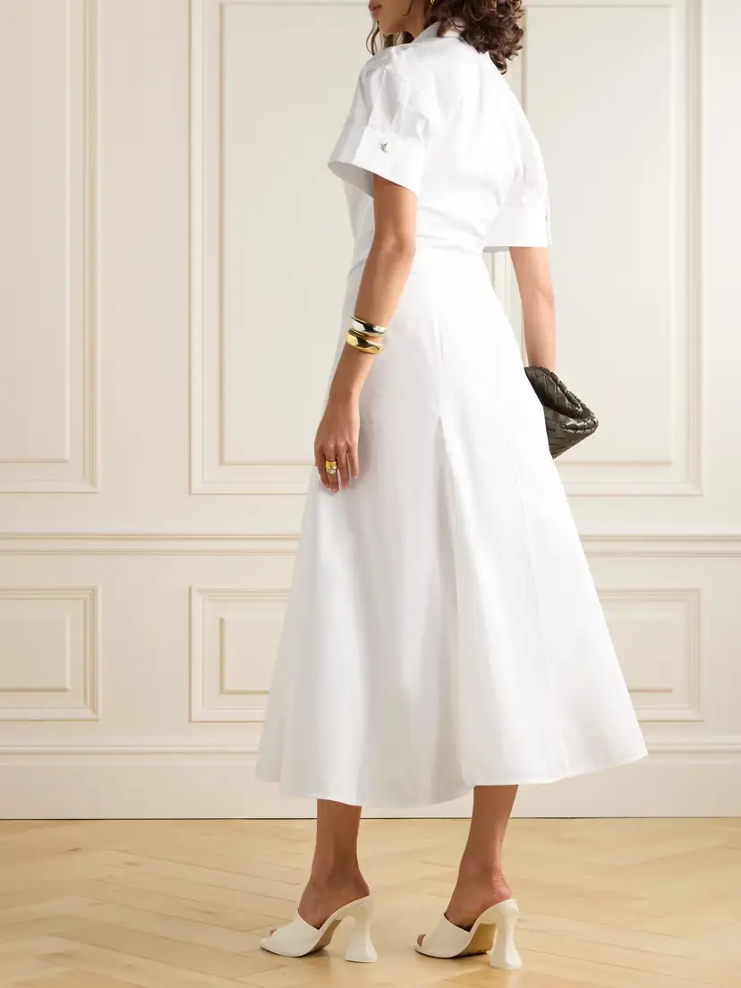 Victoria Beckham Paneled Cotton-poplin Midi Shirt Dress | Thumbnail 3