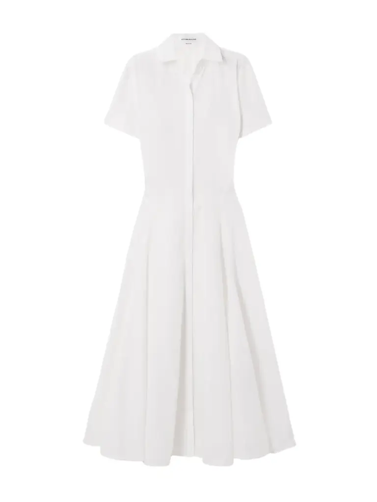 Paneled Cotton-poplin Midi Shirt Dress