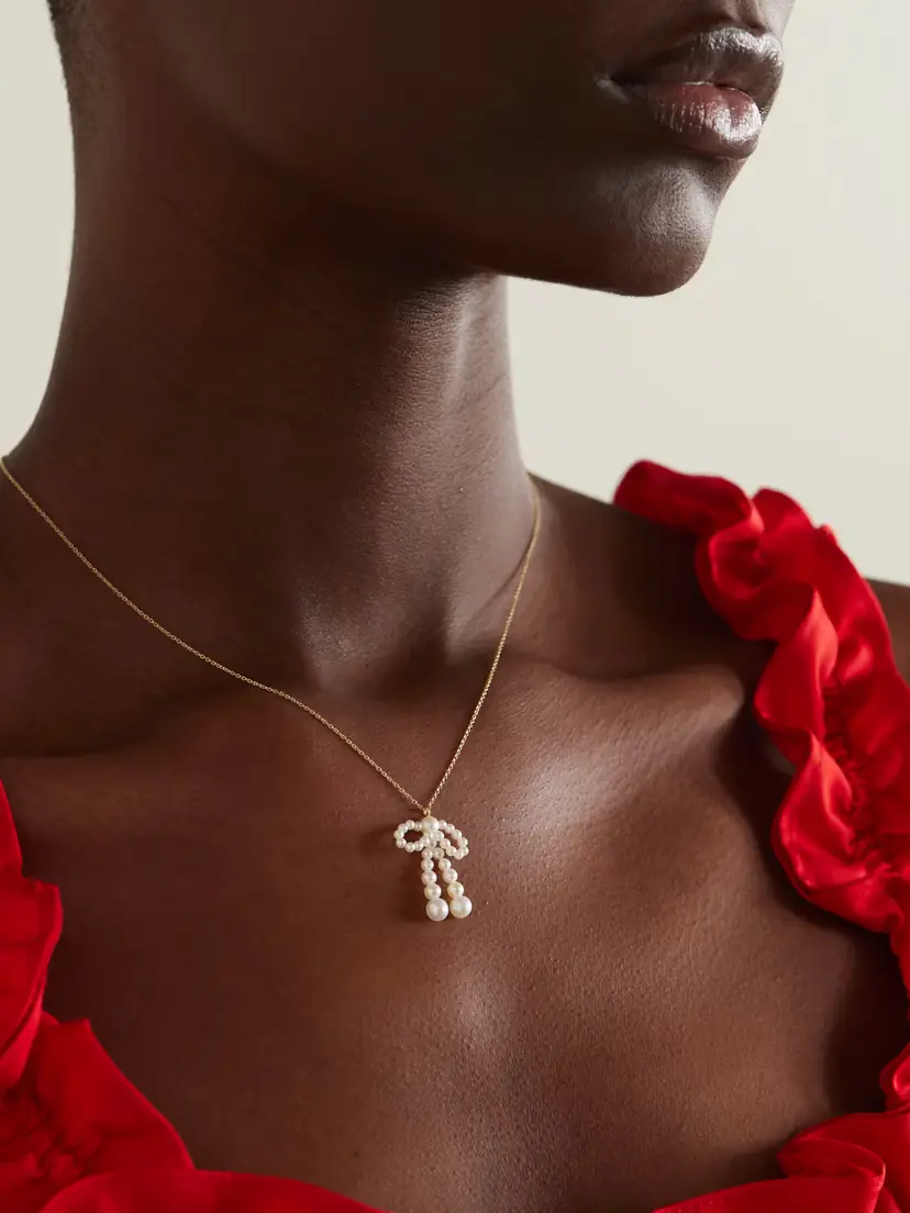 Sophie Bille Brahe Bow Simple 14-karat Recycled Gold Necklace | Thumbnail 2