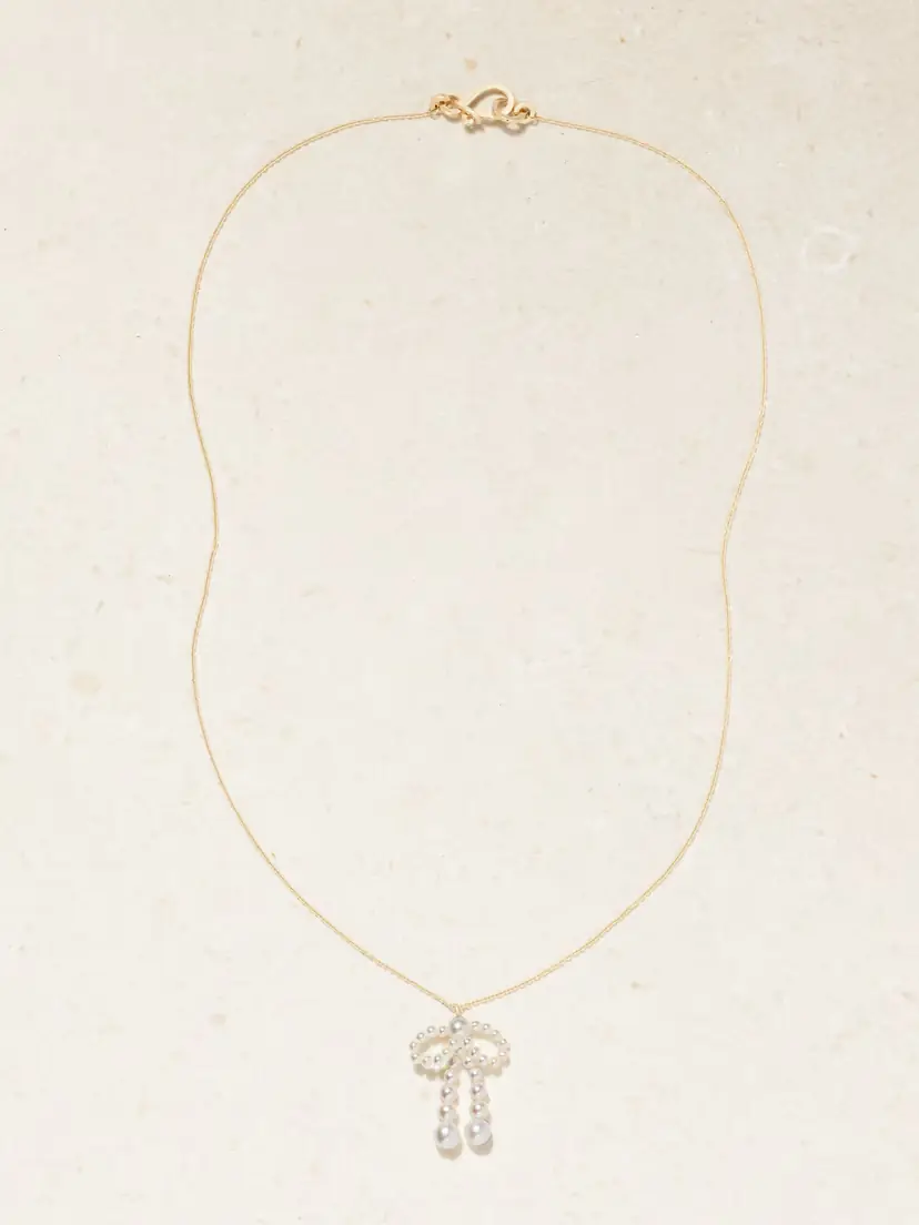 Sophie Bille Brahe Bow Simple 14-karat Recycled Gold Necklace | Thumbnail 4