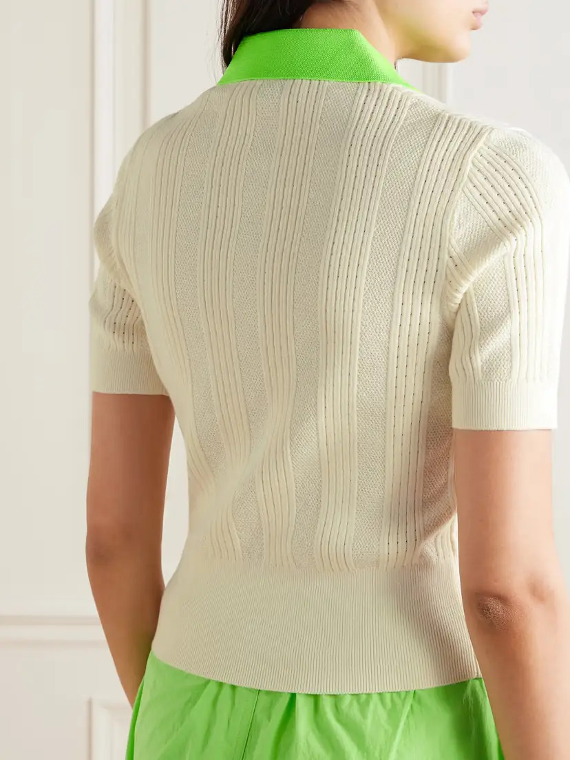 Tory Sport Pointelle-knitted Cotton Polo Shirt | Thumbnail 3