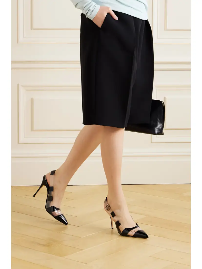 Manolo Blahnik Uxra 105 Patent-leather And Pvc Slingback Pumps | Thumbnail 2